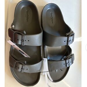 Good fellow slip in water proof Gray Double Buckle Sandals size 10.5 unisex